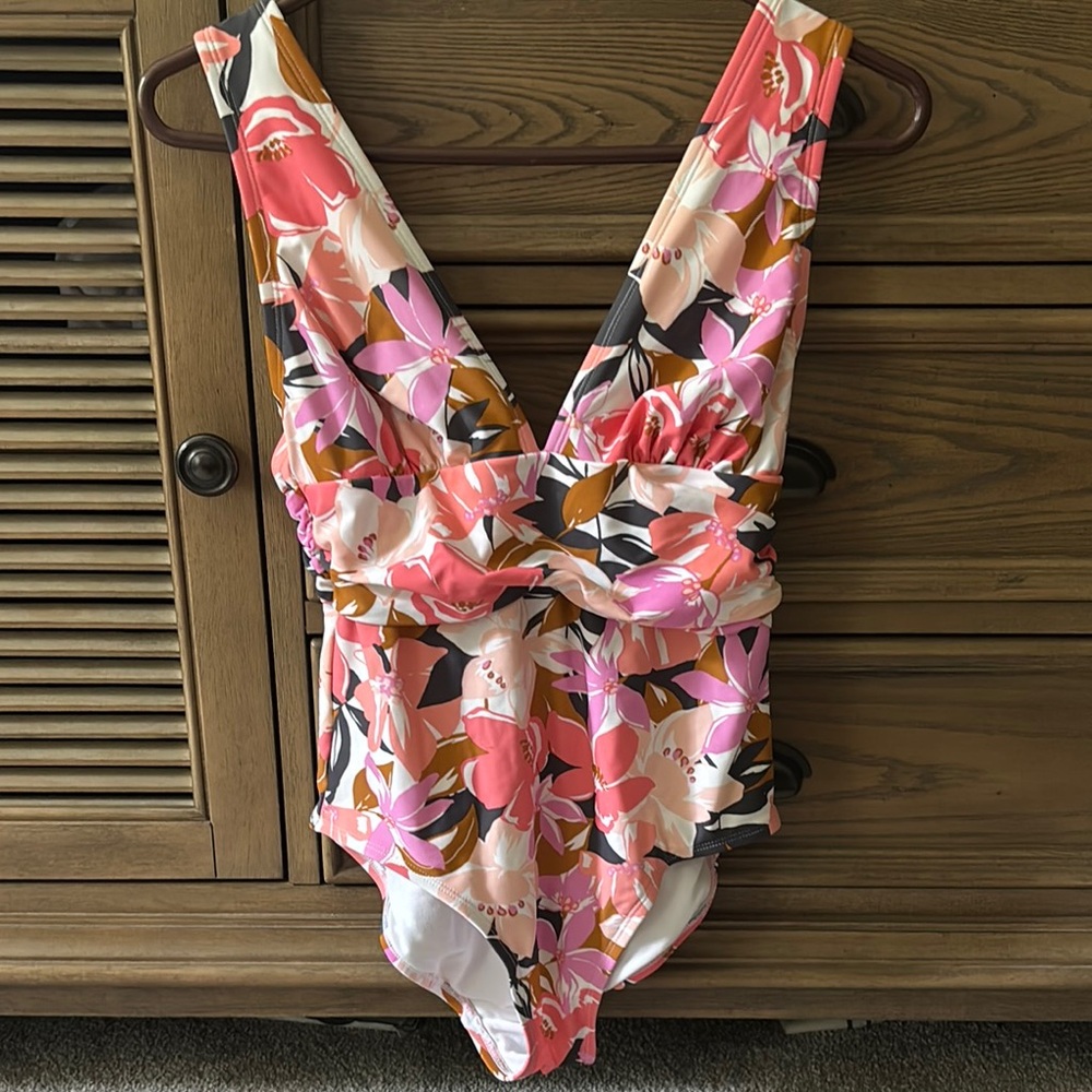 Kona Sol Pink Floral One Piece Swimsuit